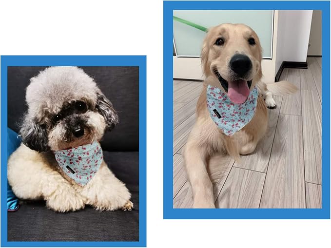 ARING PET Summer Dog Bandanas, Light Blue Flamingo Kerchief Triangle Bibs Scarf - Image 5