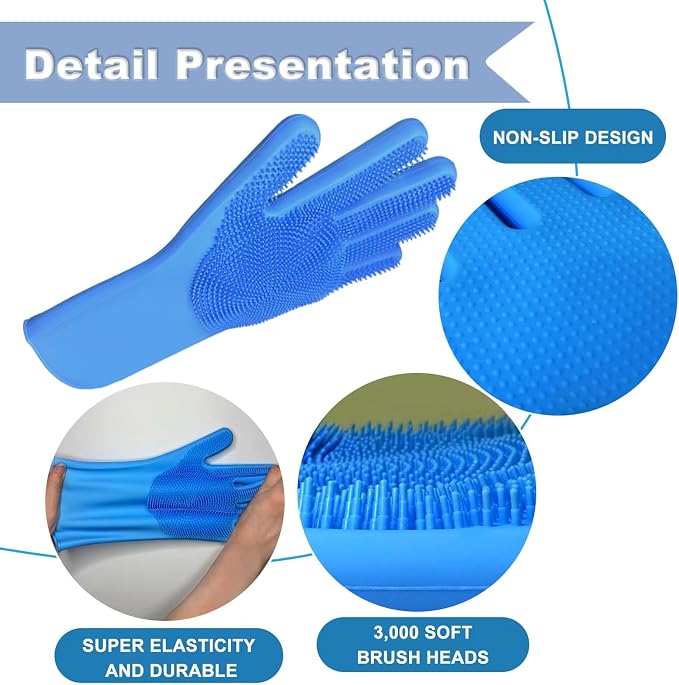 2PCS Dog Washing Gloves and Dog Shampoo Brush, Dog Bath Supplies Dog and Cat - Image 2