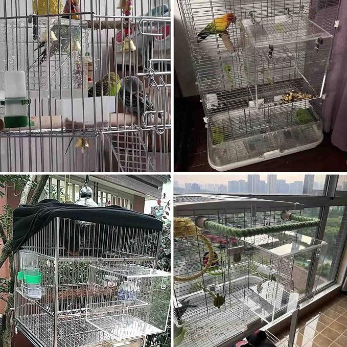 Hanging Cube Bird Bath Cage, Transparent Bird Bathtub Bath Shower - Image 8