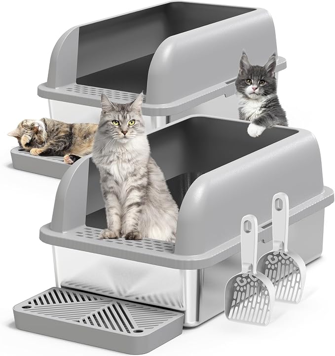 2 Pack XL Stainless Steel Litter Box Enclosure by Suzzipaws