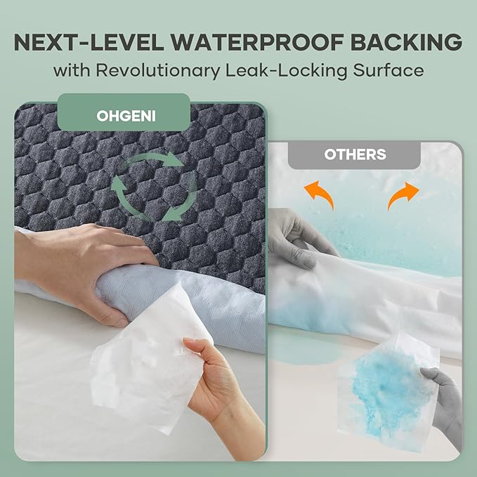 OhGeni 100% Waterproof Mattress Protector, Twin XL-Gray Size Mattress Pad - Image 4