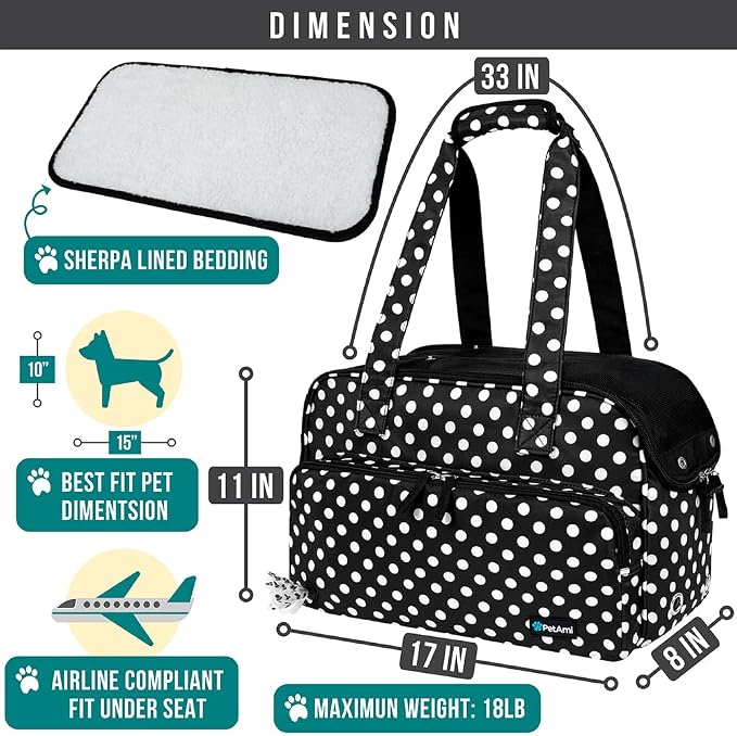 PetAmi Small Dog Purse Carrier, Soft-Sided Pet Carrier Bag - Image 2