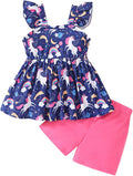 Toddler Baby Girls Summer Clothes Outfits Ruffled Sleeve Dinosaur Shirt Leopard by Popshion