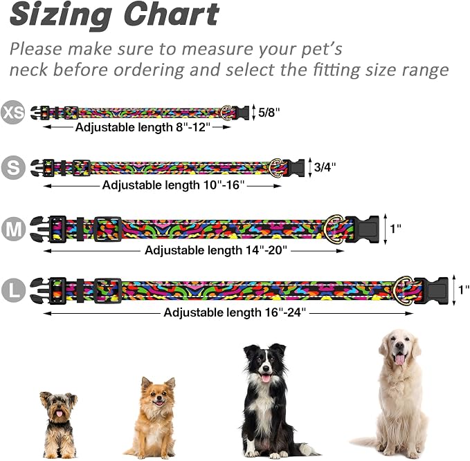 Reflective Dog Collar for Medium Dogs, Cute Boho Adjustable Heavy-Duty Nylon - Image 7