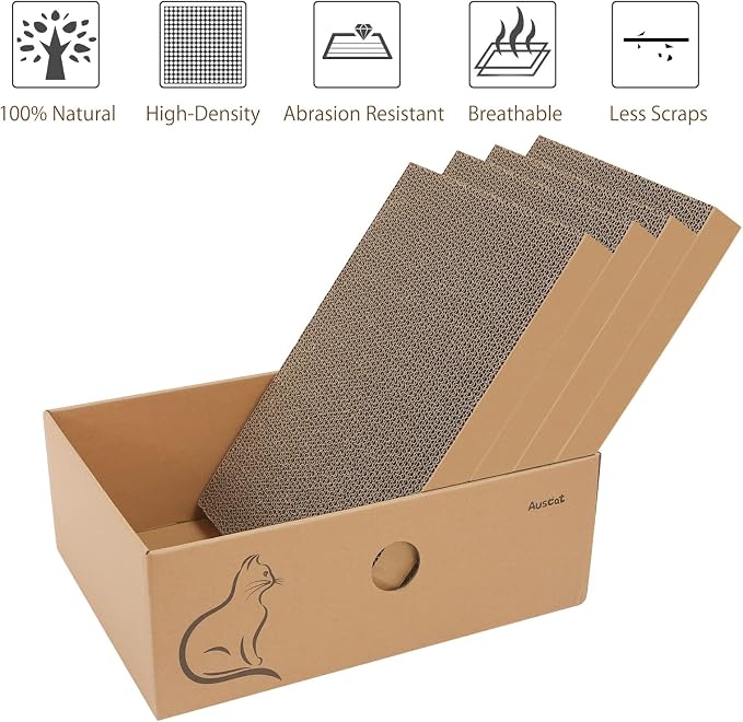 AUSCAT Cat Cardboard Scratcher, 14.8" L x 10.8" W x 5.2" H. - Image 5