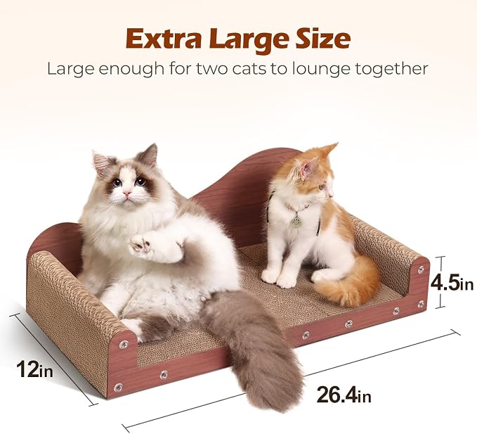 ComSaf 26.4" Large Cat Scratcher Bed, Cat Scratching Board, Durable Cardboard - Image 2
