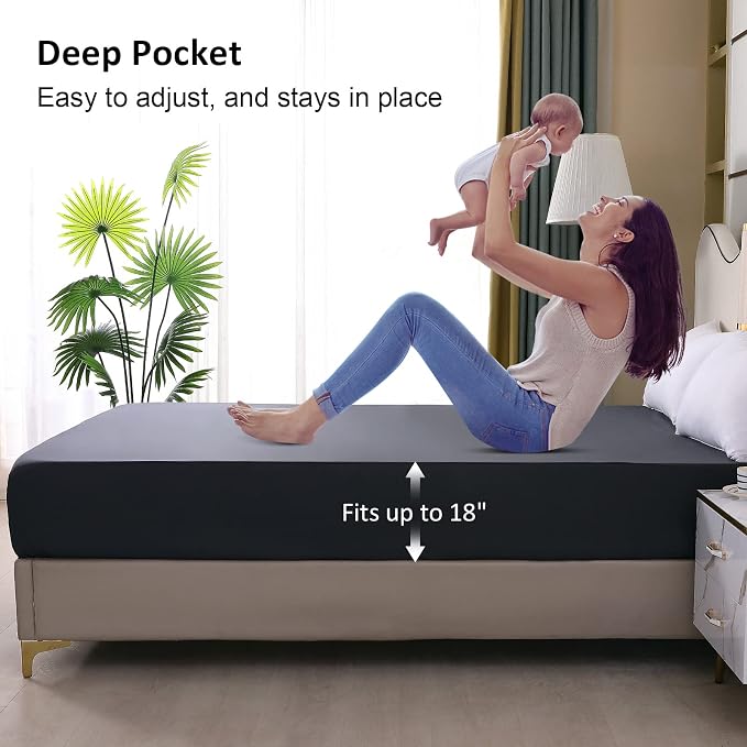 Waterproof Mattress Protector Full, Fitted Sheet Style Breathable Mattress Cover - Image 4