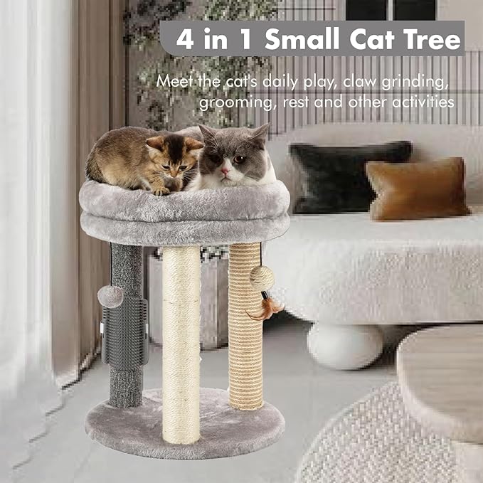 MECOOL 4in1 Small Cat Tree, Scratching Post - Image 2