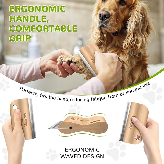 Pawaboo Deshedding Brush for Dogs & Cats, Dog Hair Removal Comb - Image 3