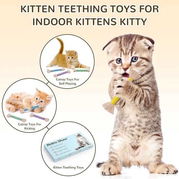 Retro Shaw Kitten Toys 4Pcs, Cat Chew Ropes - Image 2