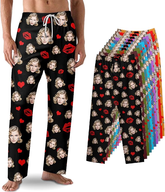 Custom Pajama Pants with Face customized PJ Pants Christmas Valentine gifts by Unknown