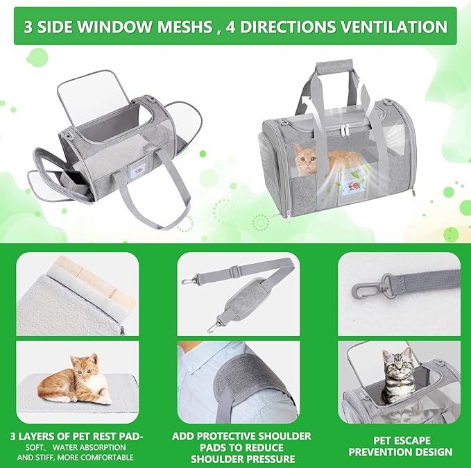 20 Inch Large Cat Carrier, Soft Sided Pet Carrier - Image 4