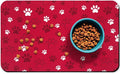 Dog Food Mat, Absorbent Water Bowl Mats Cat Pet Feeding Placemats Red 17 * 30 by Zoeeya
