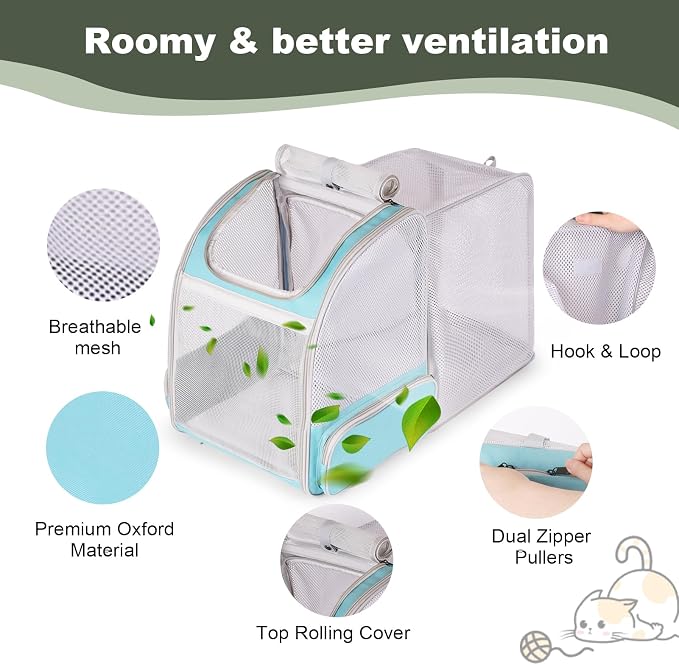halinfer Backpack to Carry Cat and Small Puppy up to 16 Pounds, Breathable Pet - Image 4
