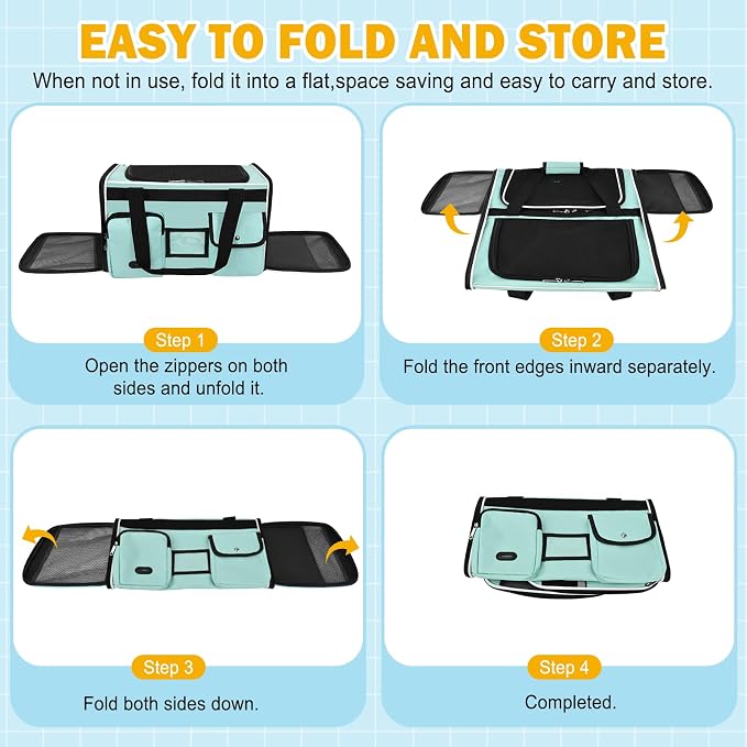 HUANLANG Soft-Sided Cat Carrier Airline Approved, Dog Carriers - Image 7