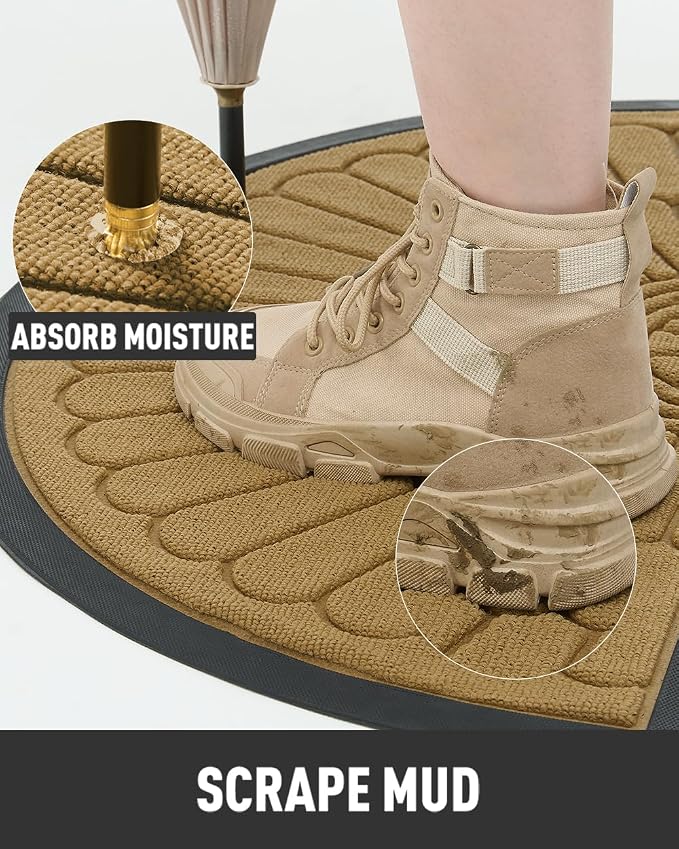 tchdio Door Mat Outdoor Indoor Entrance Doormat-Semicircular Durable Rubber Non - Image 2