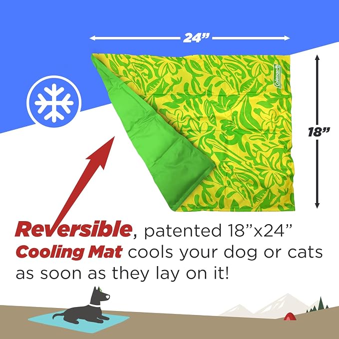 Coleman Small Green Botanical Pattern Reversible Cooling Mat – 18” x 24” - Image 2