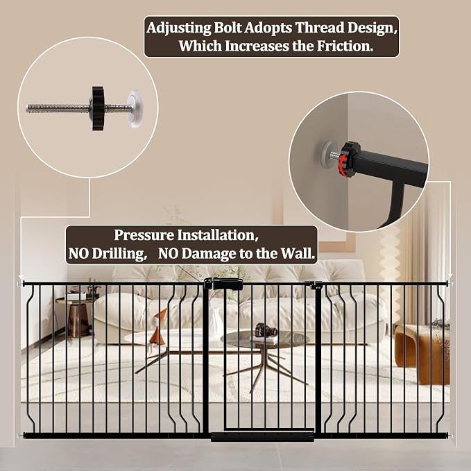 WAOWAO Baby Gate 71.65-85.03" Extra Wide Pressure Mounted Walk Through Swing - Image 5