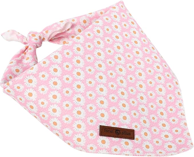 Lionet Paws Spring Daisy Dog Bandana Washable Cotton Handkerchief Scarf - Image 5