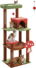 Mushroom Cat Tree Tower with Removable Scratcher, Large Hammock, 3 Sisal Posts by MUTTROS