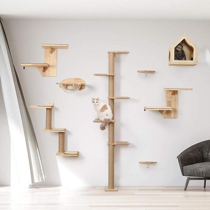 FUKUMARU Cat Wall Shelves, 3 in 1 Transformable Cats Scratching Post Wall - Image 8