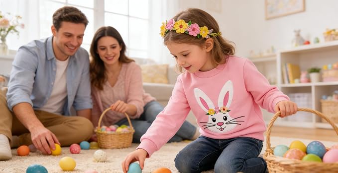 Toddler Baby Girls Cotton Sweater, Long Sleeve Crewneck Sweatshirt Pullover - Image 3