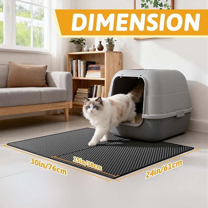Pieviev 2 Packs Cat Litter Mat Double Layer Waterproof Urine Proof Trapping Mat - Image 2