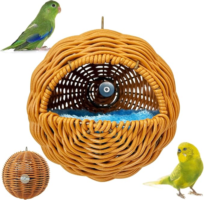 BNOSDM Rattan Bird Nest Parrot Nesting House Parakeet Nesting Soft Lovebird by BNOSDM