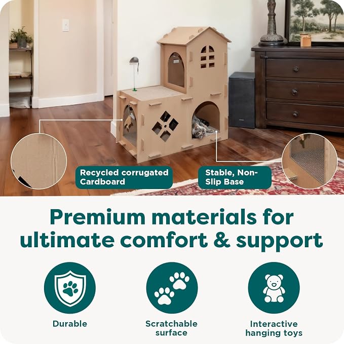 FurHaven Farmhouse Multi-Level Cardboard Cat House - Image 4