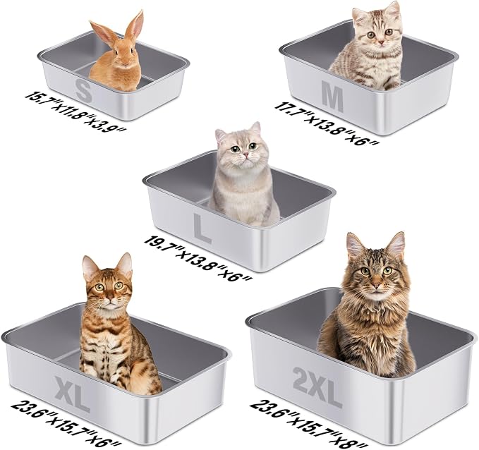 Small Stainless Steel Litter Box, 15.7"x11.8"x4" Kitten Litter Box, Easy Clean - Image 6