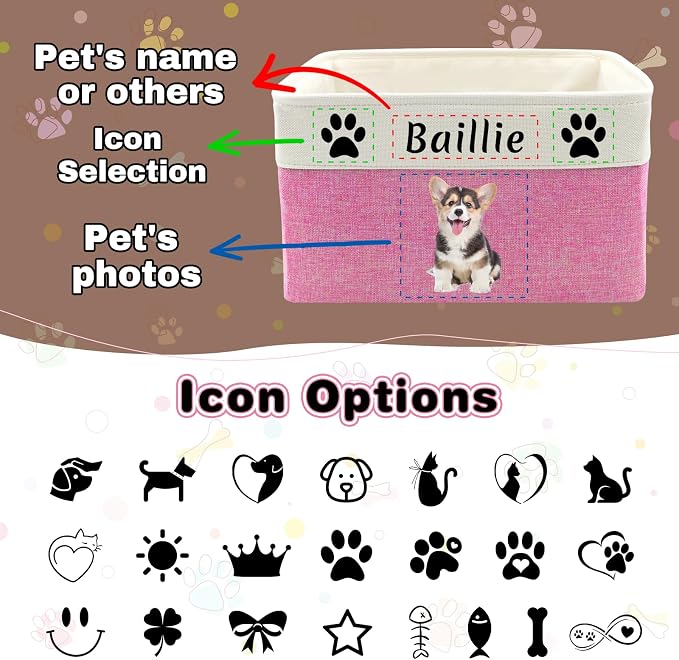 Personalized Dog Cat Toy Storage Basket - Image 5