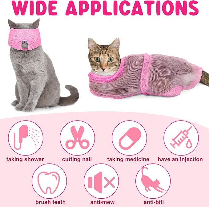 9 Pcs Cat Bathing Bag Set Cat Shower Bag Anti Bite and Scratch - Image 4