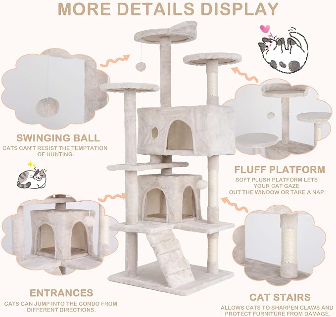 Heavy Duty Cat Tree Tower, Cat Condo, Hanging Ball - Image 4