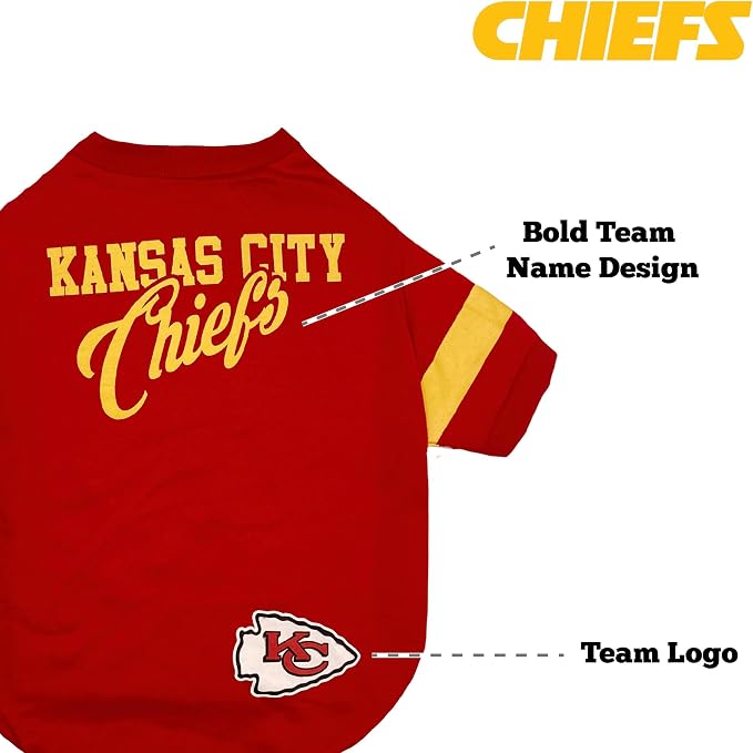 NFL Kansas City Chiefs T-Shirt for Dogs & Cats, Large. Football Dog Shirt for - Image 5