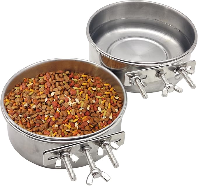 PINVNBY 2pcs Stainless Steel Bird Bowl Water Bowl Stainless Steel Bird Feeding by PINVNBY