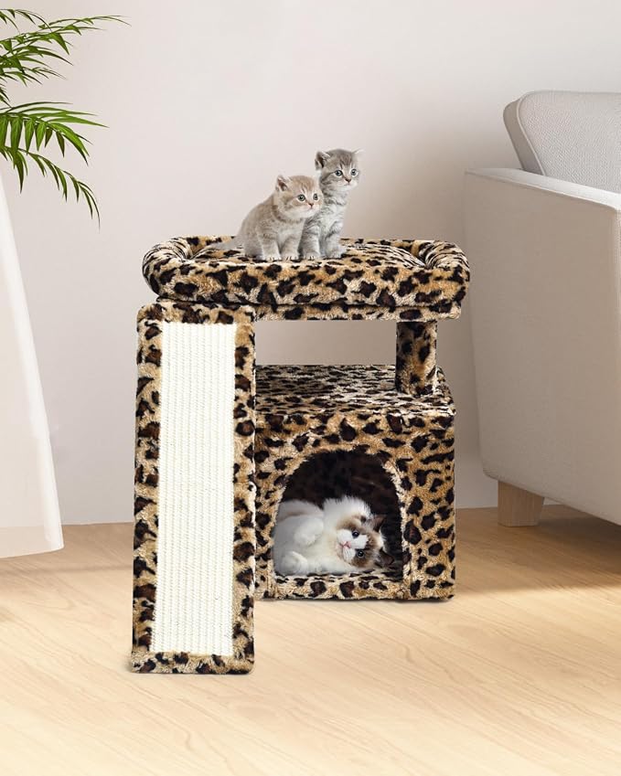 Small Leopard Print Cat Tree for Indoor Cats | Short Tower - Image 6
