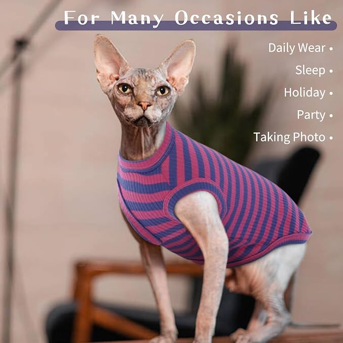 BRKURLEG Sphynx Hairless Cats Shirt Puppy Clothes Soft Cotton T-Shirts Cute - Image 6