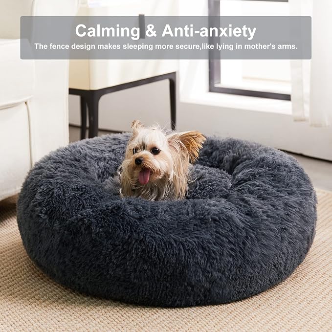 WNPETHOME Calming Dog Bed & Cat Bed, Anti-Anxiety Donut Small Dog Beds - Image 3