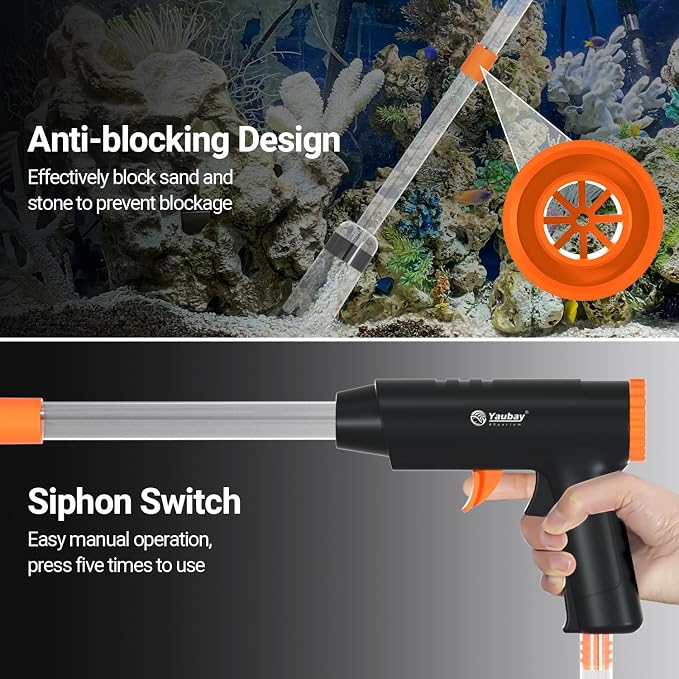 Manual Aquarium Gravel Cleaner, 132GPH Fish Tank Siphon Vacuum Cleaner - Image 5
