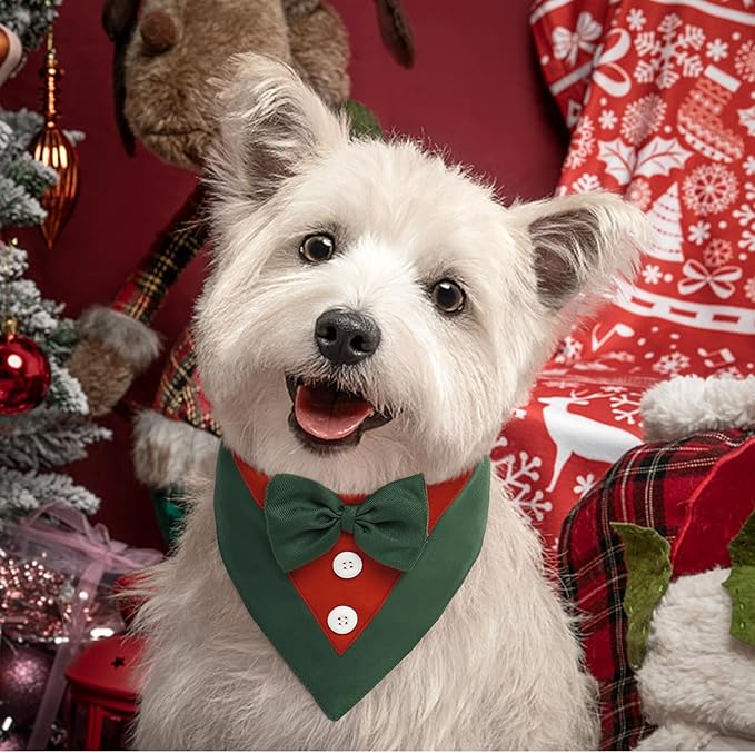FUAMEY Dog Tuxedo Christmas for Small Dogs, Dog Formal Suit Dogs Attire Pet Bow - Image 3
