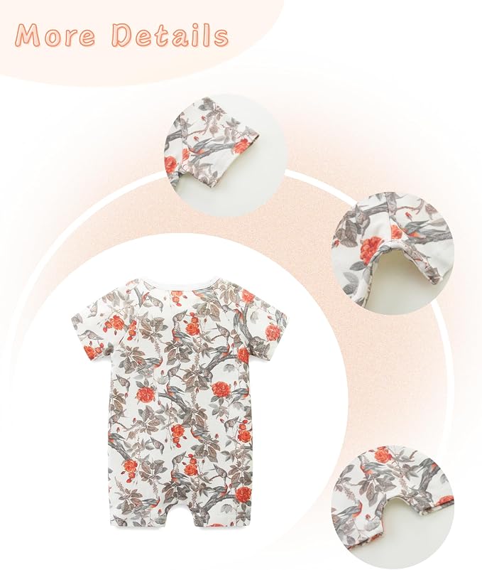 Unisex Summer Trendy 2-Pack Rompers Short Sleeve Zipped Bodysuit Infant Cotton - Image 6