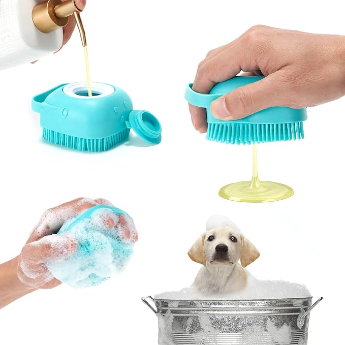 6Pcs Silicone Pet Grooming Set: Bath Massage Dispenser Brush, Finger Toothbrush - Image 2