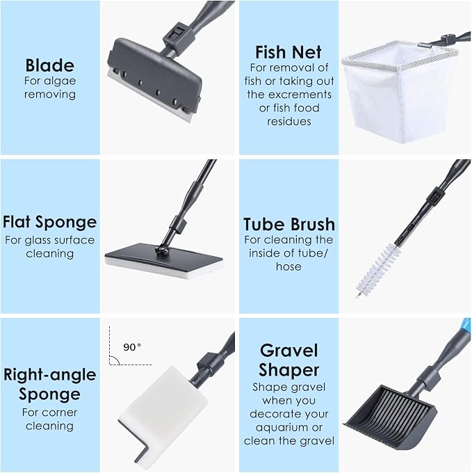 AquaMiracle 6 in 1 Aquarium Cleaning Tool Kit Fish Tank Cleaning Kit - Image 3
