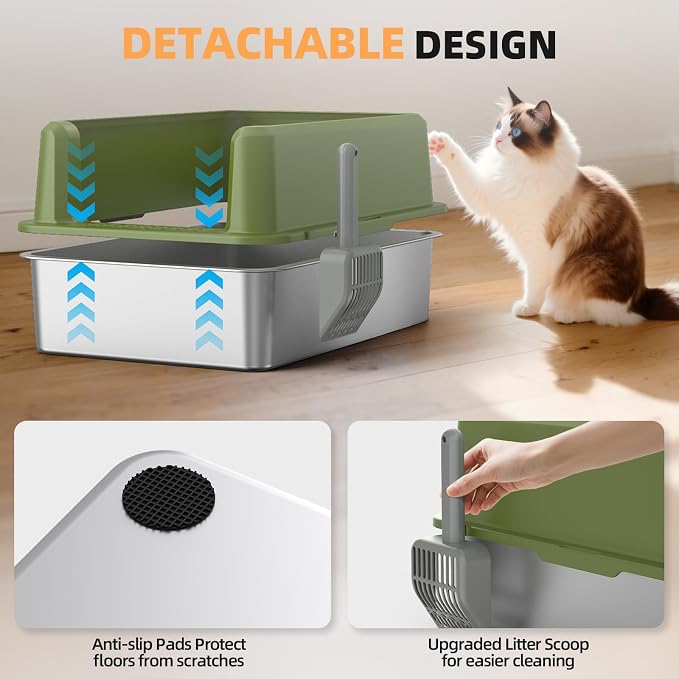 Enclosed Stainless Steel Cat Litter Box - Image 6