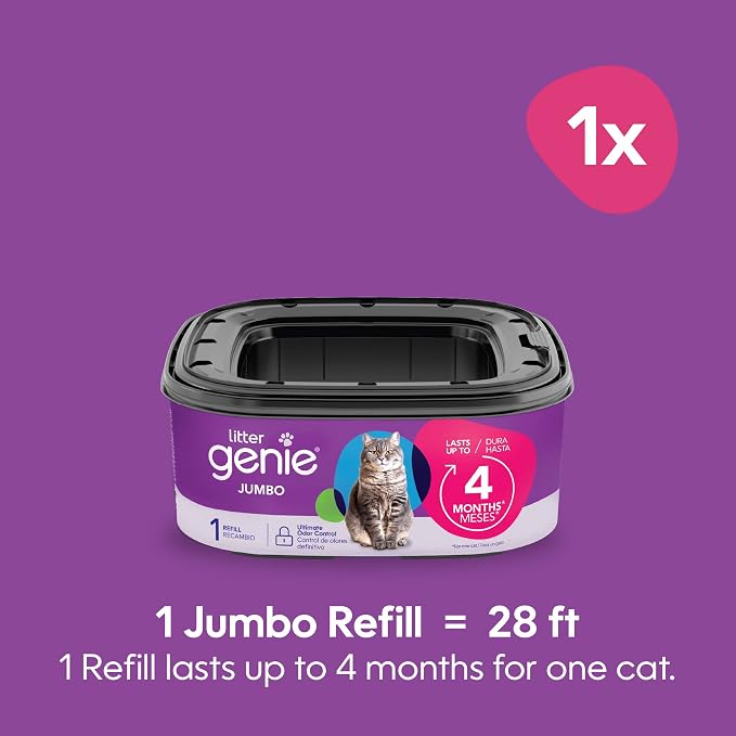 Litter Genie Refill Bags | Jumbo 1-Pack, 28 total ft | Up to 4 Months of Supply - Image 2