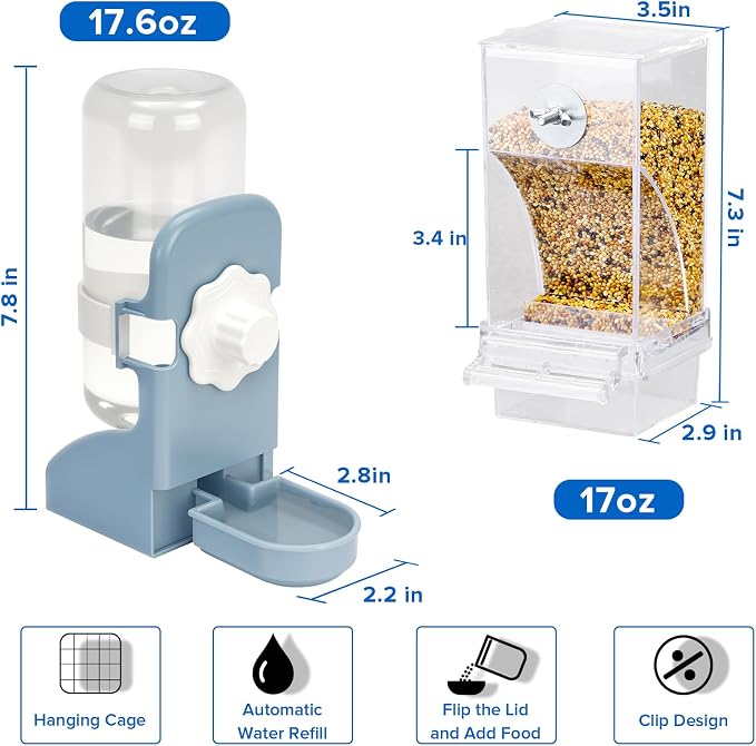 No Mess Bird Feeder Water Dispenser Set, Parakeet Cage Accessories, Bird Feeder - Image 4