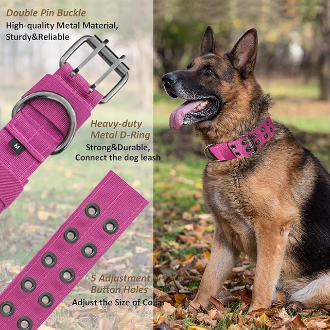 Tactical Dog Collar with Handle, Military Adjustable Heavy Duty Metal Buckle - Image 3