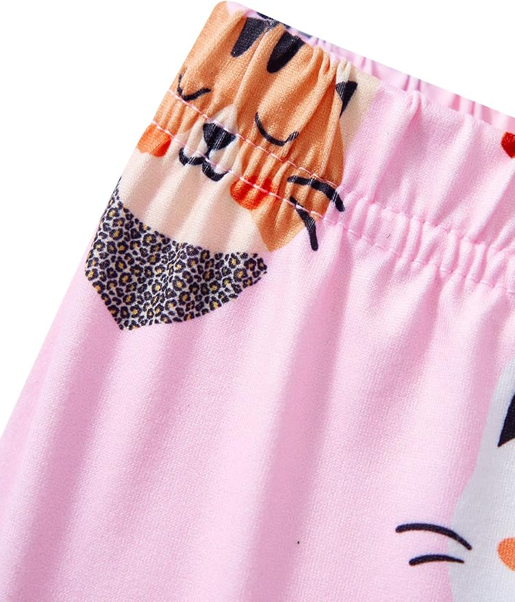 Toddler Baby Girls Summer Clothes Outfits Ruffled Sleeve Dinosaur Shirt Leopard - Image 5