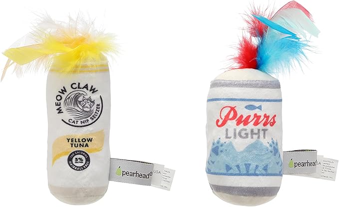 Pearhead Pet Crinkle, and Teaser Pawty Time Cat Toy Set, Owner Playtime by Pearhead