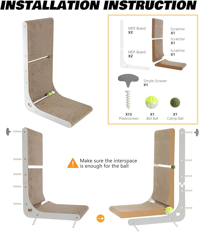 Cardboard Cat Scratcher, Vertical Cat Scratching Board, 23.6 Inch L-Shape Cat - Image 5